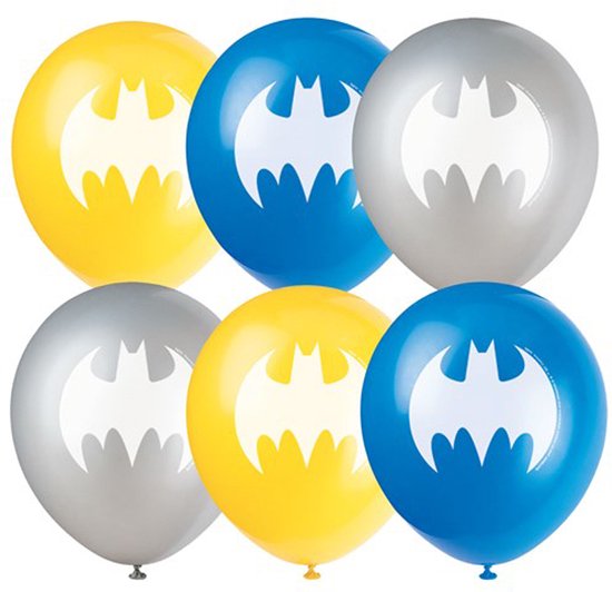 feestballonnen - batman - 30 cm - latex - geel - 8 stuks