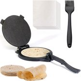 BooGoo® Tortilla Pers Ø25CM - Inclusief Bakkwast en 100 persvellen - Tortilla Press Roti Taco Maker - Tortillapan