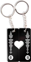 Gepersonaliseerde Muziek Sleutelhanger Met Hartje - Cadeau - Originele Cadeau - Relatiegeschenk - Set van 2 - Zwart Kleur Acryl Plexiglas Muziek Sleutelhanger - Music Code Keychain