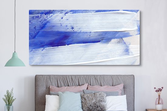 Peinture sur toile - Design - Blauw - 160x80 cm - Décoration murale