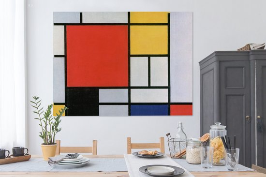 Toile Peinture Art - Mondrian - Maîtres Anciens - 160x120 cm - Décoration murale XXL