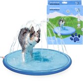 Coolpets Waterspeelmat met fontein voor honden – Ø100 cm - Watersprinkler – Hondenspeelgoed – Verkoeling voor huisdieren – Verkoelend - Waterspeelgoed – Blauw