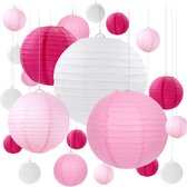 20 Stuks Roze Lampionnen Feest Versiering voor Babyshower meisje / verjaardag / Bruiloft / Halloween / Getrouwd & Gender reveal – Verjaardag, Jubileum & Bruiloft - Roze lampionnen voor buiten