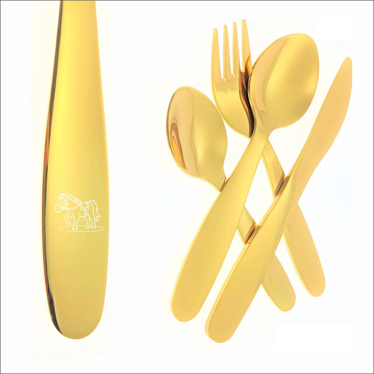 Goedkoopste Kinderbestek Met Gravering - Paard