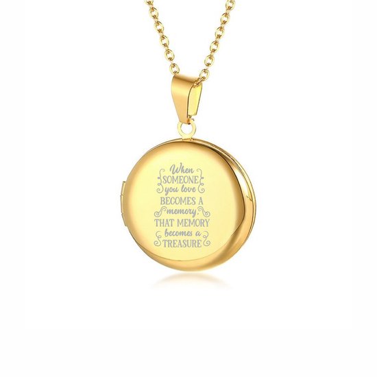 Pendentif Photo Avec Chaîne Et Gravure - Rond - Quand Someone Que Vous Aimez