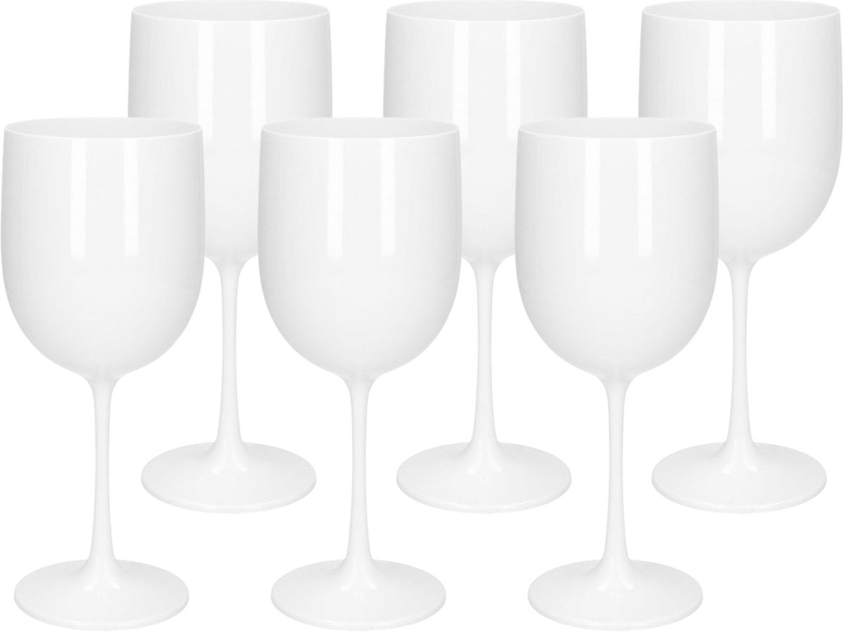 Wijnglas 480ml - Onbreekbaar Kunststof - Wit - 6 Stuks