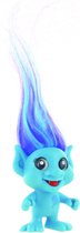 Blauwe fluortrol - trollen figuurtje 6 cm met paarsblauw haar - comansi
