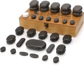 Hot Stone Massage Stenen - natuurlijke basaltstenen met marmeren coldstones - warmtehoudend - 45 stuks incl. opbergdoos - Gift set cadeau