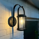 Solar buitenlamp zwart 'Venice' - Led filament lamp - Moderne wandlamp - Tuinverlichting op zonne-energie - Zwart