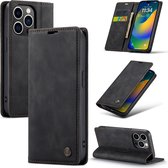 Casemania Hoesje Geschikt voor Apple iPhone 14 Pro Max Charcoal Gray - Portemonnee Book Case