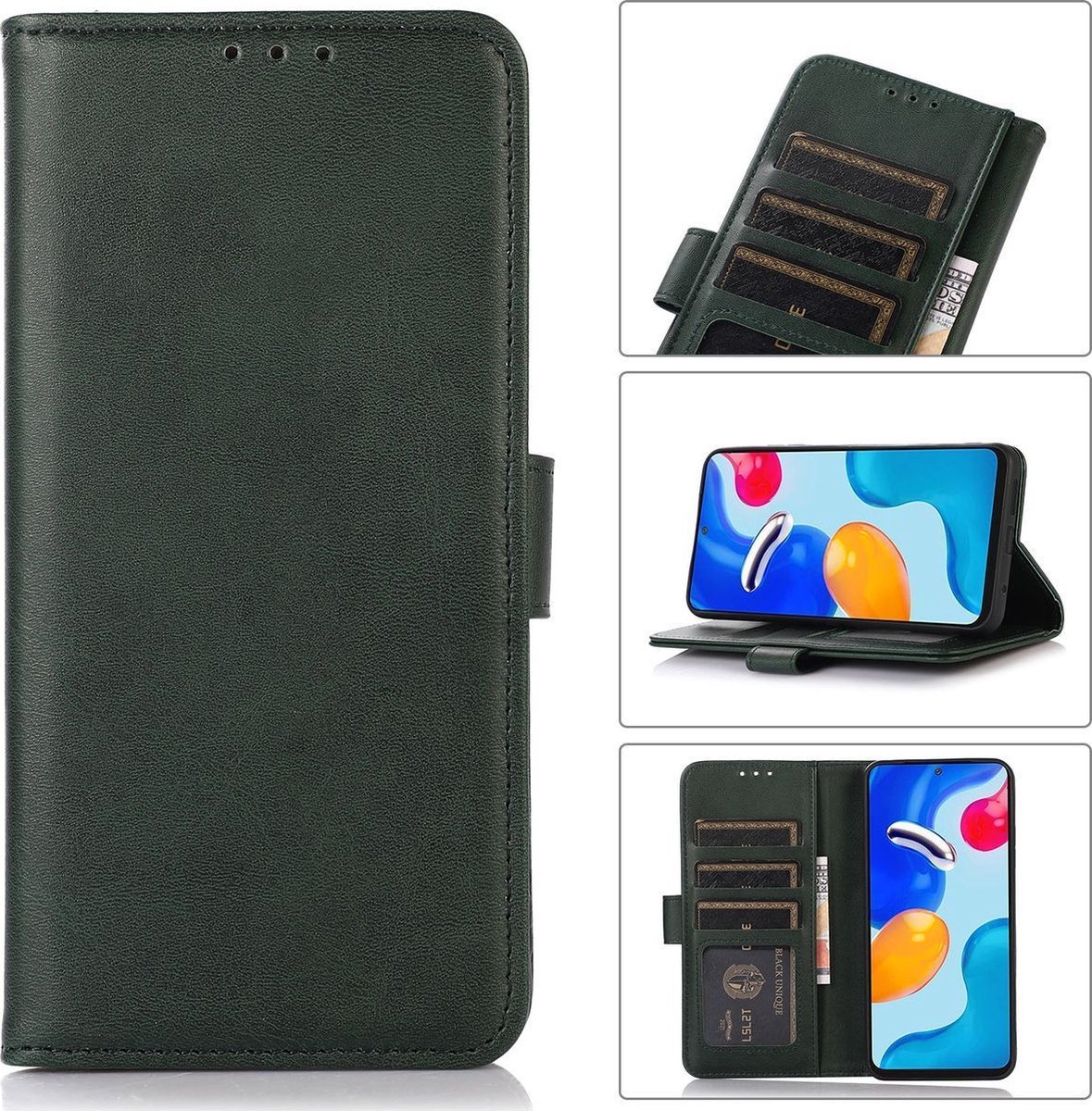 Mobigear Telefoonhoesje geschikt voor Apple iPhone 14 Plus Hoesje | Mobigear Wallet Bookcase Portemonnee | Pasjeshouder voor 3 Pasjes | Telefoonhoesje voor Pinpas / OV Kaart / Rijbewijs - Groen