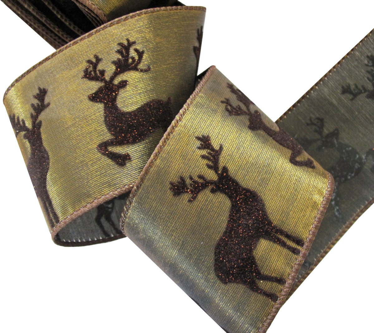 Ruban de Noël avec fil de fer Ruban de tissage de ruban de satin de