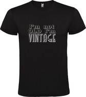 Zwart T-Shirt met “ I'm not Old I'm Vintage “ print  Zilver Size XL