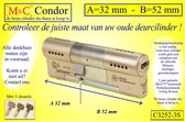 M&C Condor - High Security deurcilinder  - SKG*** - 32x52 mm - Politiekeurmerk Veilig Wonen  -  inclusief gereedschap montageset