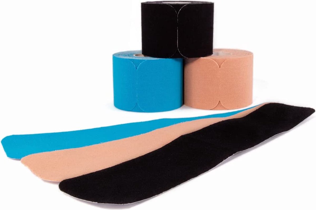 Axion® - Kinesiologie sporttape set van 3 - Waterdicht - Huidvriendelijk - Gemengde kleuren - 25x5 cm