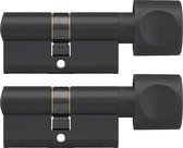 DOM Zwarte knopcilinder Plura 30/30mm - SKG 2 sterren - 2 gelijksluitende knopcilinders