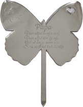 LBM Bloemensteker Papa - Vlinder grafsteker - Zilver acrylaat