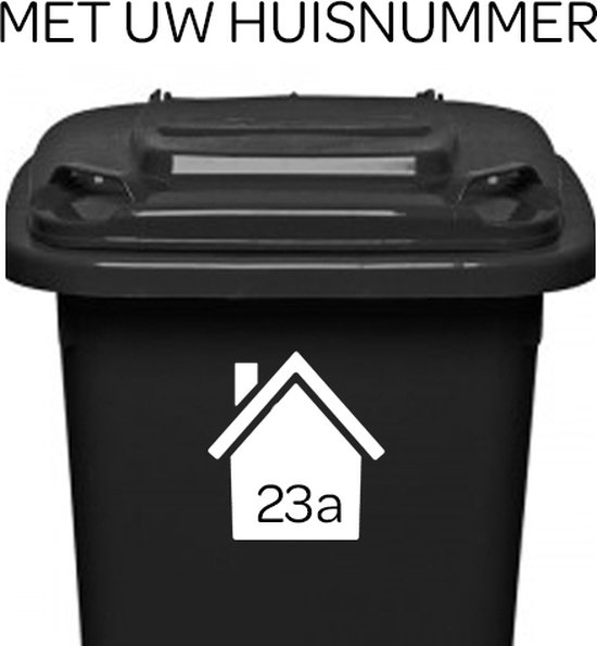 Klikostickers - 2 stuks - met uw huisnummer - wit - containersticker - kliko sticker - 14,5 x 15,5 cm - vuilnisbakstickers