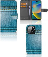 Wallet Book Case iPhone 14 Pro Telefoon Hoesje Jeans