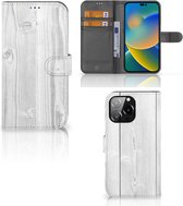 Telefoonhoesje iPhone 14 Pro Max Smartphonehoesje met naam White Wood