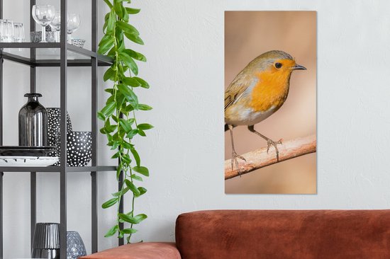 Tableau Toile Vogel - Branche - Rouge-gorge - 40x80 cm - Décoration murale