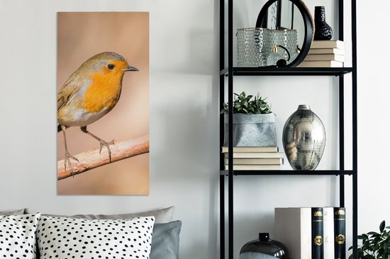 Tableau Toile Vogel - Branche - Rouge-gorge - 40x80 cm - Décoration murale