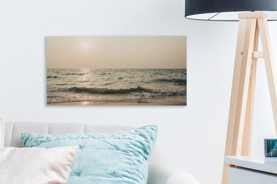 Tableau sur toile Mer - Plage - Soleil - 40x20 cm - Décoration murale