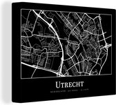 Canvas Schilderij Plattegrond - Stadskaart - Utrecht - Kaart - 80x60 cm - Wanddecoratie