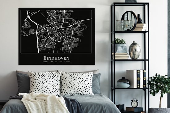 Tableau sur Toile Plan d'Etage - Eindhoven - Carte - Plan de la Ville - 120x90 cm - Décoration murale