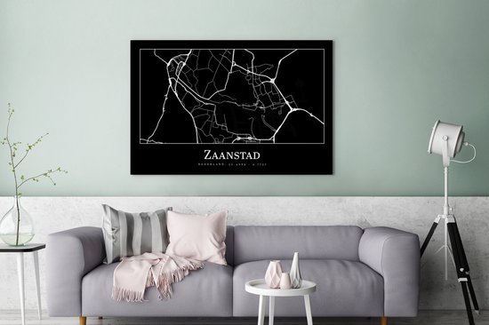 Tableau sur toile Plan d'étage - Carte - Zaanstad - Plan de la ville - 140x90 cm - Décoration murale
