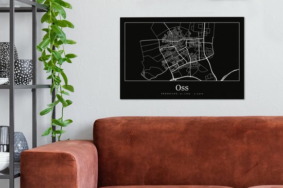 Tableau sur toile Oss - Carte - Plan de ville - Carte - 90x60 cm - Décoration murale