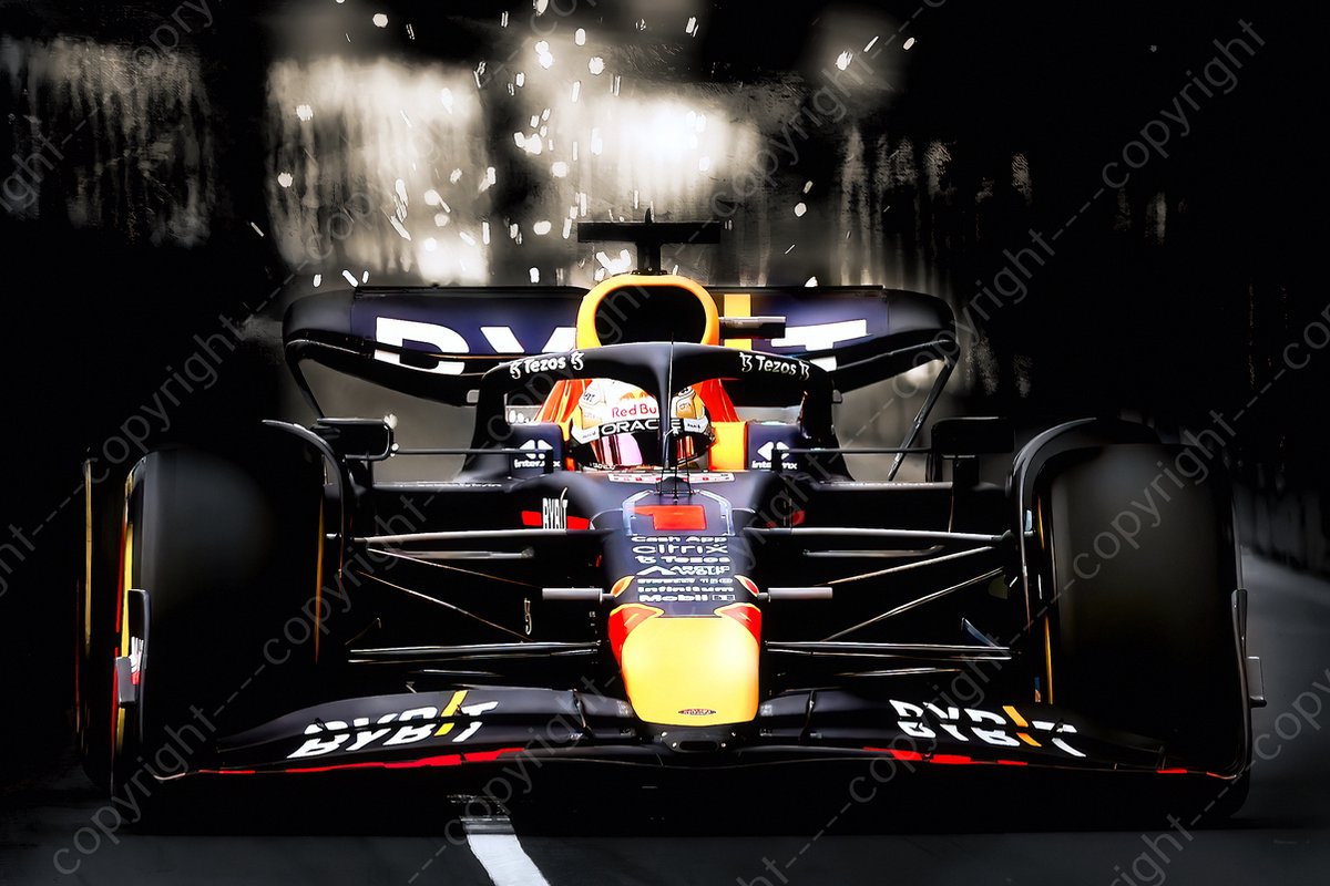 ruw gemeenschap menigte JJ-Art (Glas) 120x80 | Max Verstappen 2022 Red Bull F1 auto, deels zwart  wit -... | bol.com