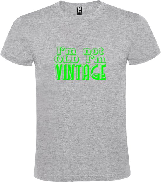 Grijs T-Shirt met “ I'm not Old I'm Vintage “ print  Groen Size L