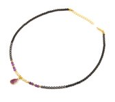 Collier de Perles - Natuursteen Améthyste - Violet / Rose / Grijs/ Or - Femme - Lieve Jewels