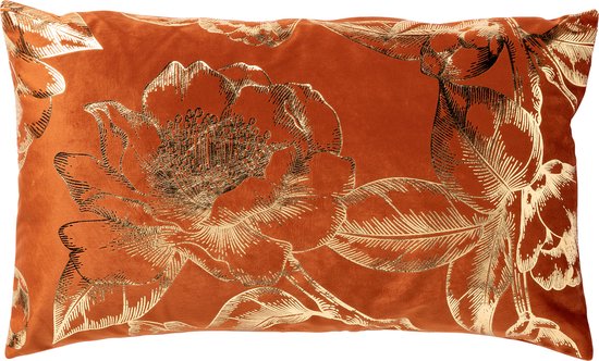 Dutch Decor AVA - Kussenhoes velvet Potters Clay 30x50 cm - oranje - met rits