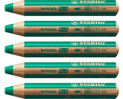 STABILO Woody 3 in 1 - Multitalent Potlood - Donker Groen - Doos Met 5 stuks