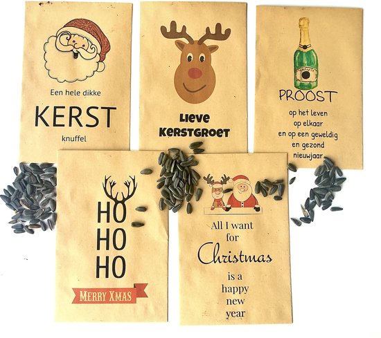 frequentie Conflict ontwerper 10 Kraft zakjes Kerst met zonnebloemzaden, 5 teksten,Kerst, kleine kadootjes,...  | bol.com