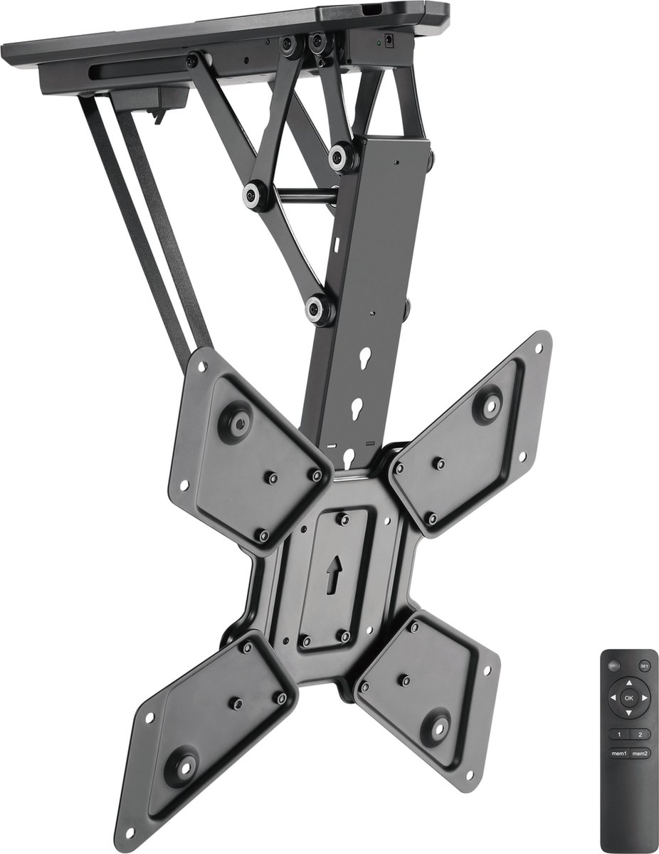 Elektrische Universele Televisie Plafondbeugel 23-55 Inch - TV Beeldscherm Plafondhouder Plafondsteun - Plafond Ophang Beugel Steun Houder - Ceiling Mount Ophangsysteem - Met Kabel Management - Inclusief Bevestigingsmateriaal - Draaibaar & Kantelbaar