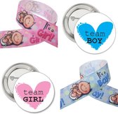24-delige Genderreveal set Team Boy or Girl met buttons en armbanden - genderreveal - geboorte - zwanger - baby - babyshower