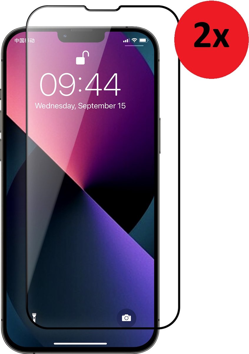 MoDo screenprotector Geschikt voor iPhone 14 - Full Glas - 2 stuks