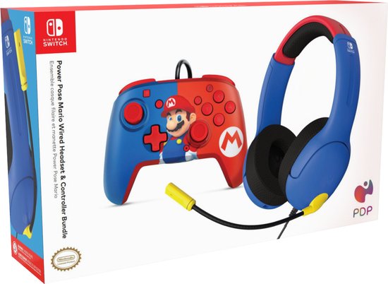Manette de jeu filaire Mario Punch pour Nintendo Switch (Bleu)