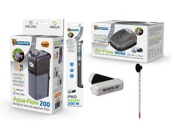 Superfish – Opstart set – Aquaflow 100 + verwarming heater 100W + Luchtpomp air flow mini + Thermometer + Algenmagneet – Complete set geschikt voor aquarium tot 125 Liter