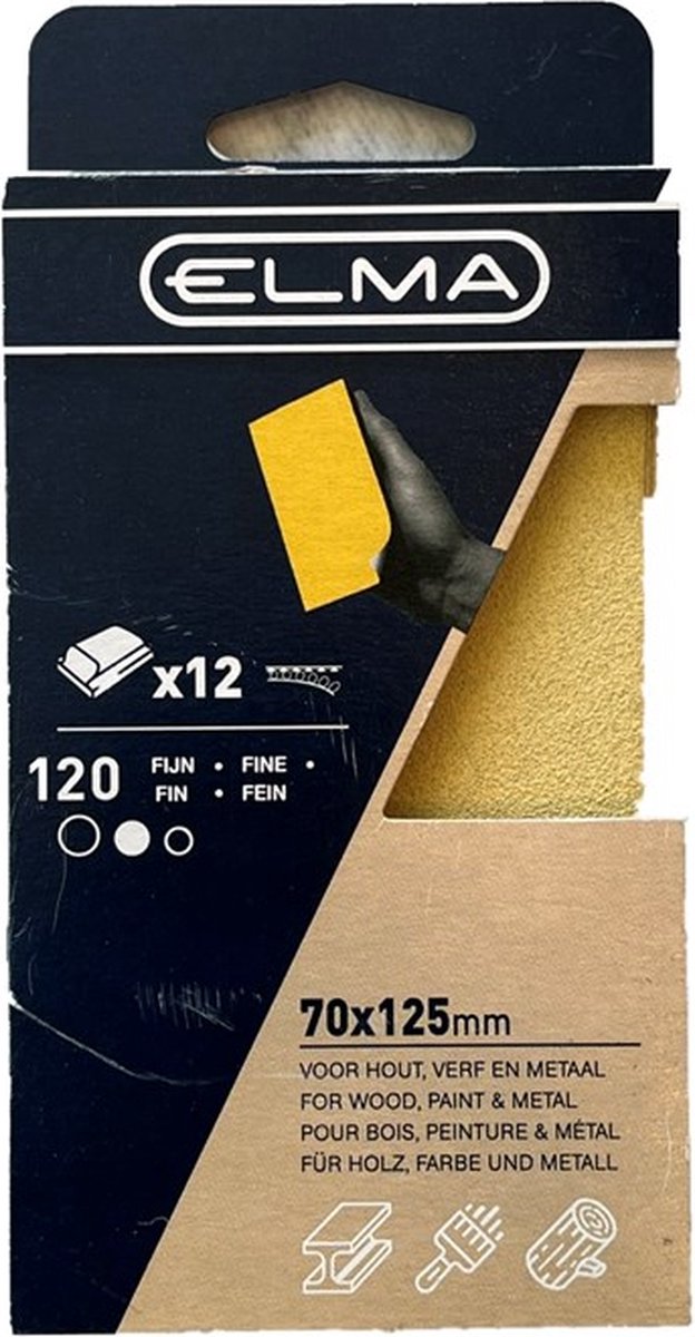 Elma schuurvel velcro P120 12 stuks (tbv ELMA.1003000)