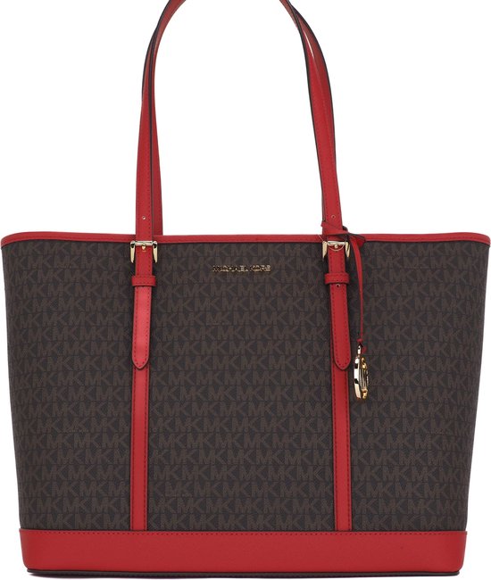 Jet Set Travel Large Signature PVC Top Zip Shoulder Tote Handbag (Brown