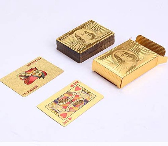 Thumbnail van een extra afbeelding van het spel Kaartspel, Gouden Kaartspel, Gouden speelkaarten, Gouden waterdichte speelkaarten, Pokerkaarten, Dek met waterdichte kaarten, Wasbaar en flexibel, Hoogwaardig plastic materiaal, Gebruik voor feest en spel
