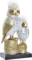 Decoratieve figuren DKD Home Decor Uilen Gouden Wit Hars Traditioneel (14,5 x 9 x 26 cm)