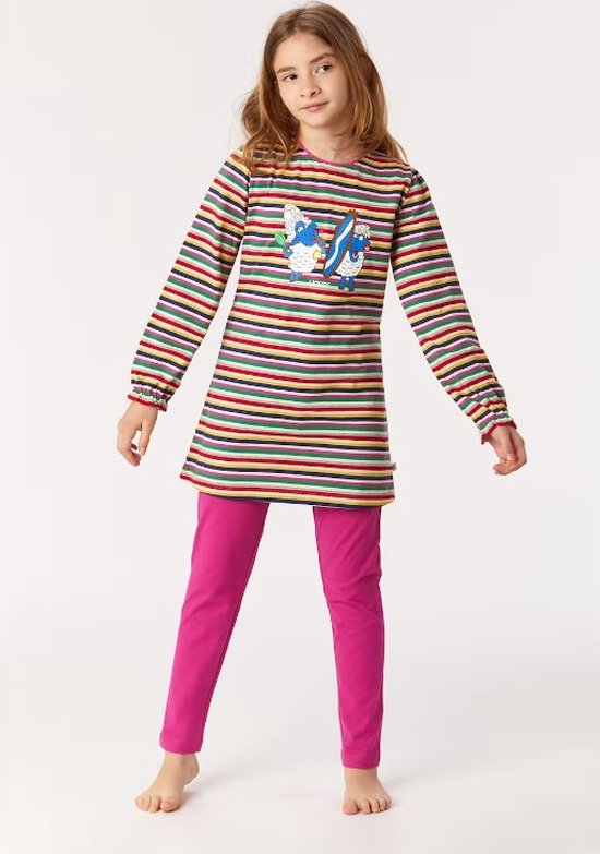 Woody pyjama meisjes - multicolor gestreept - schaap - 222-1-BLB-S/921 - maat 98