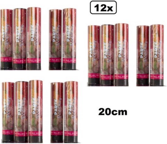 12x Partyshooter Papier multi 20 cm - shooter confetti carnaval thema feest festival apres ski party