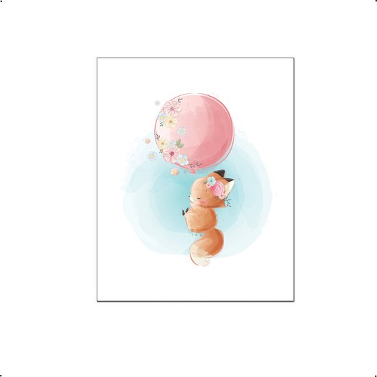 PosterDump - Renard avec ballon rouge - Affiche Bébé / crèche - Affiche  Animaux -... | bol.com
