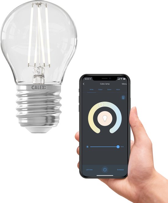 Calex Slimme Lamp - Wifi LED Filament Verlichting - E27 - Smart Lichtbron Helder - Dimbaar - Warm Wit licht - 4,9W